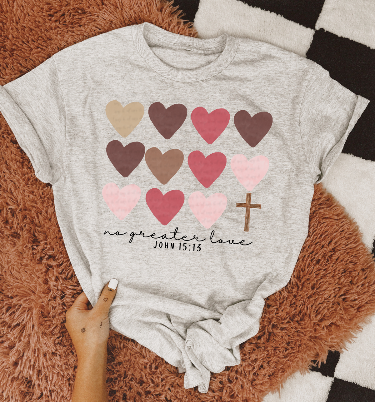 No Greater Love John 15:13 Hearts Pastel 110141 DTF transfer