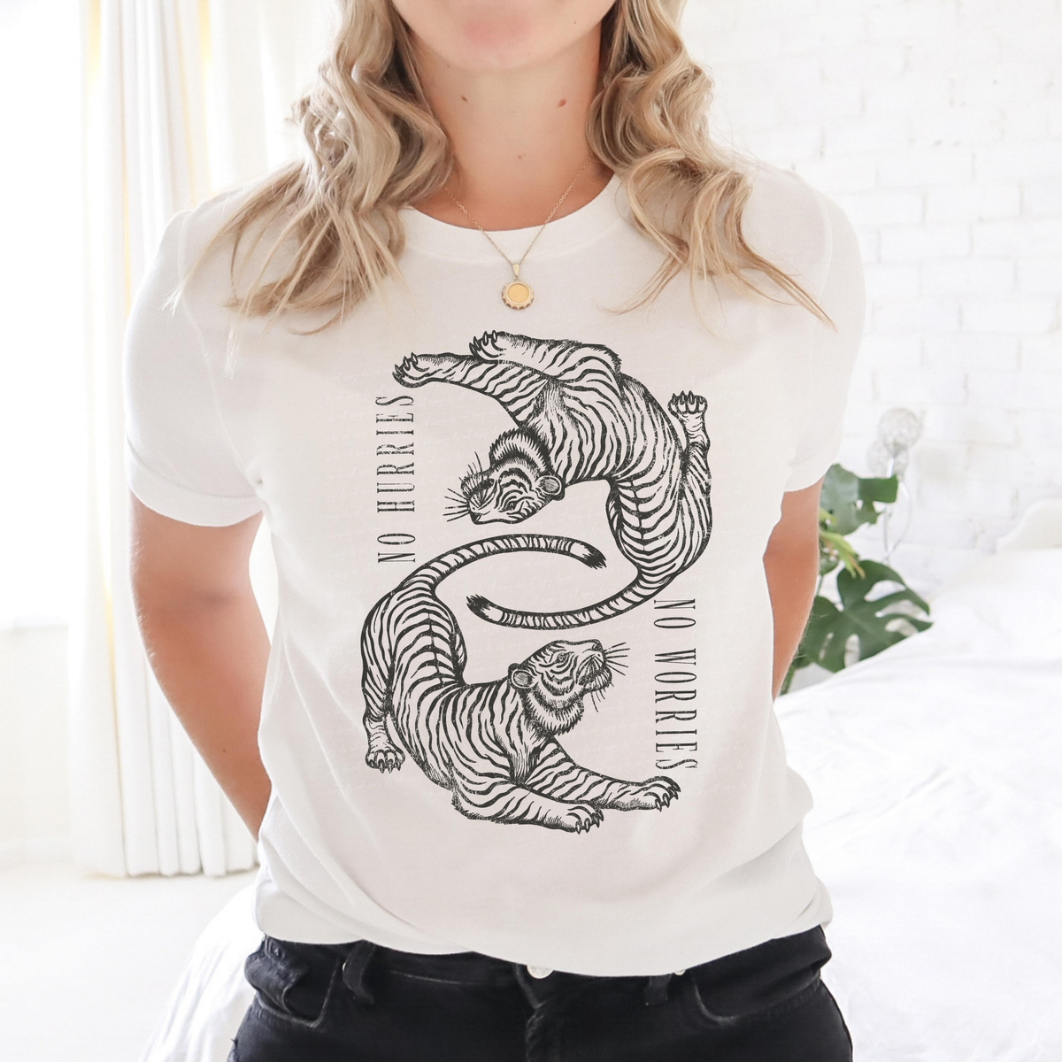 No Hurries No Worries Grey Grunge 86727 DTF Transfer