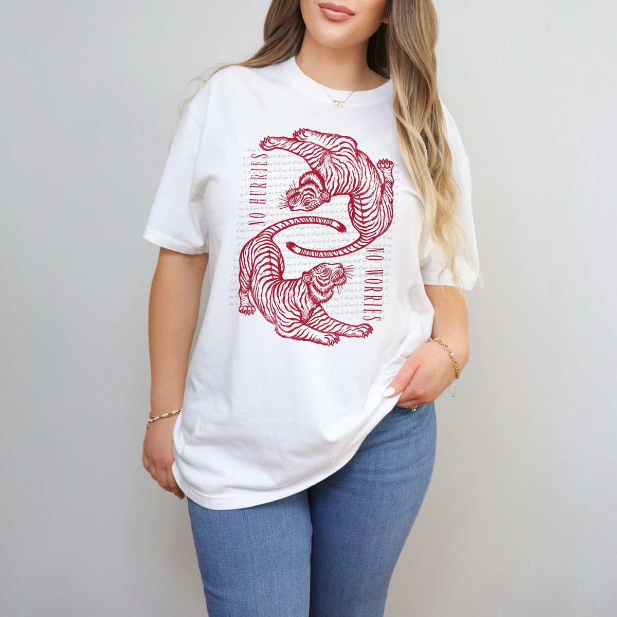 No Hurries No Worries Red Grunge 86728 DTF Transfer