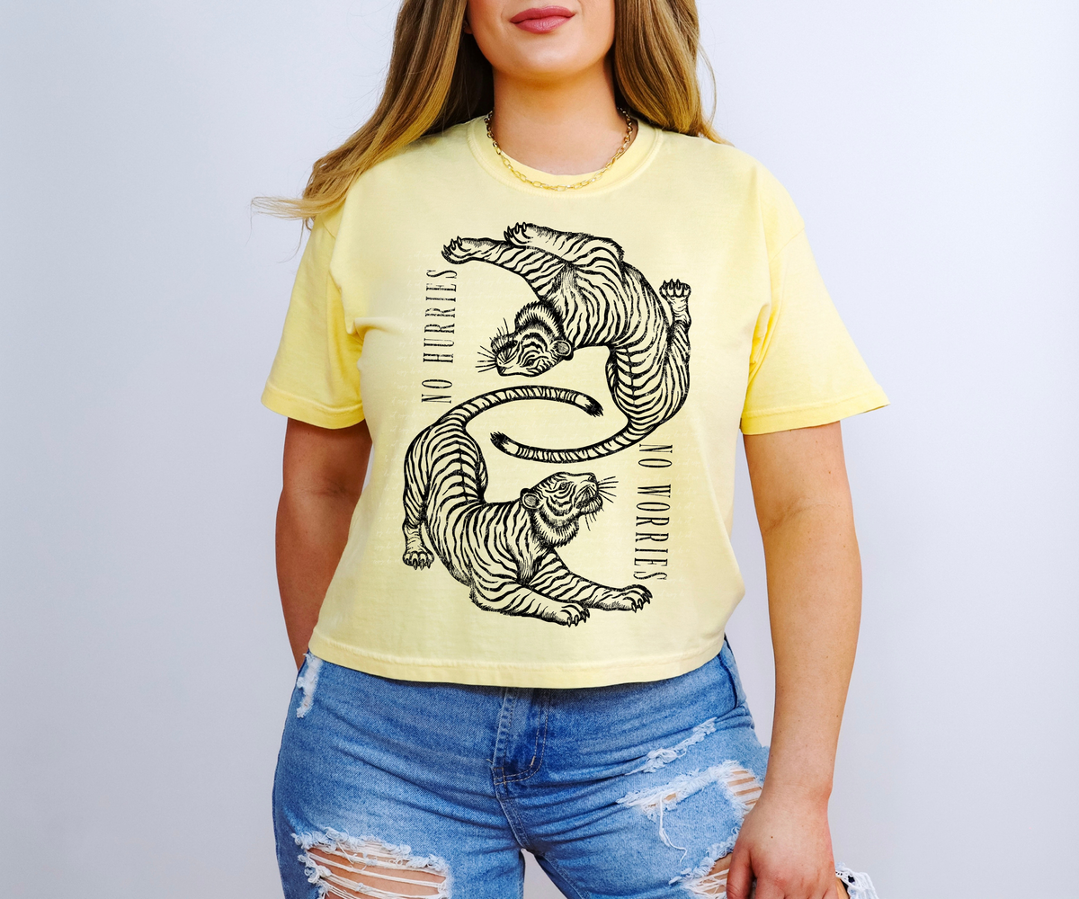 No Hurries No Worries Tigers Black Grunge 86593 DTF Transfer