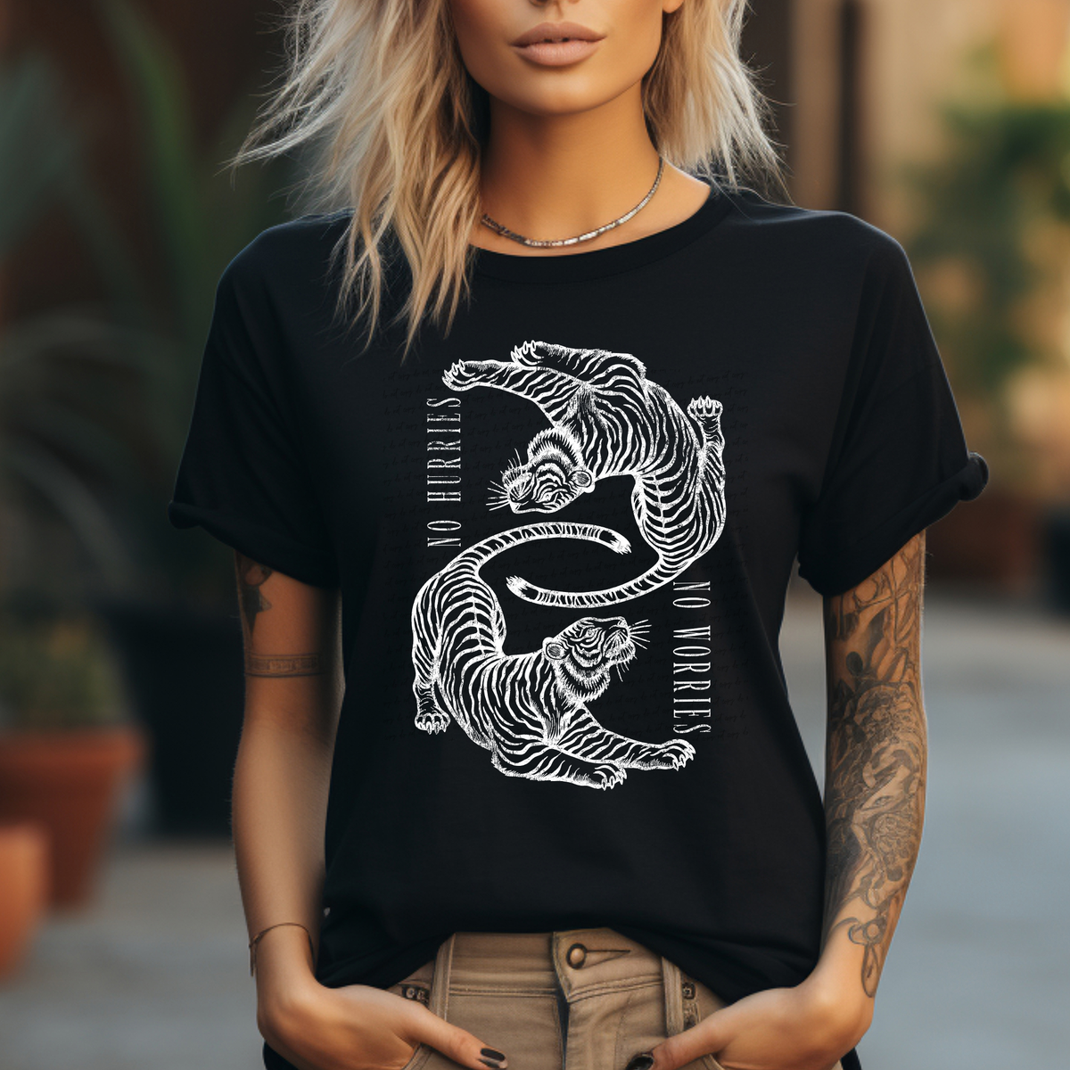 No Hurries No Worries White Grunge 86801 DTF Transfer