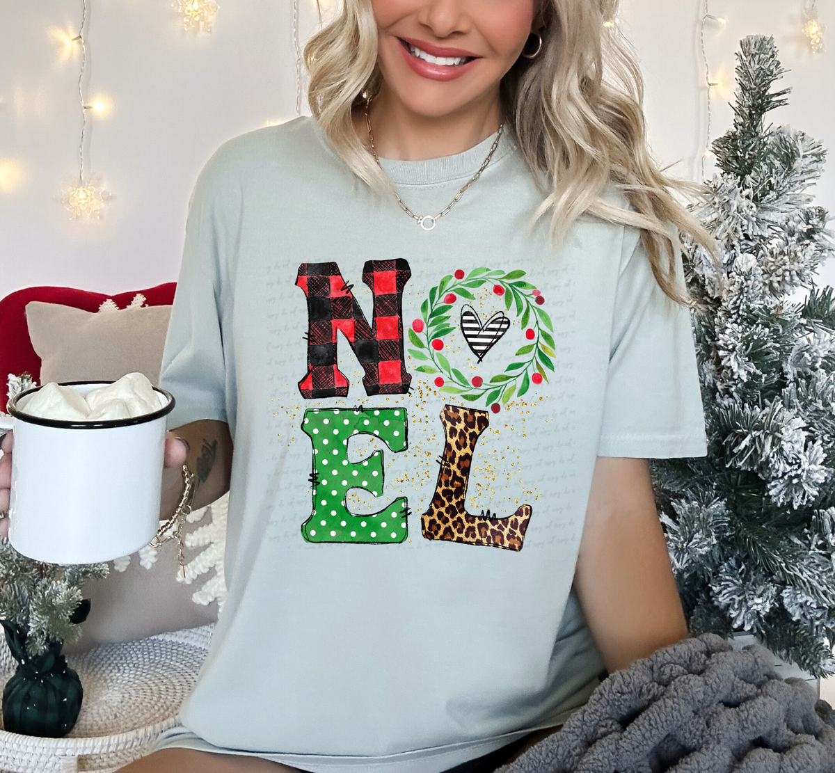 Noel Wreath Heart Plaid Polka Leopard Print 115843 DTF Transfer