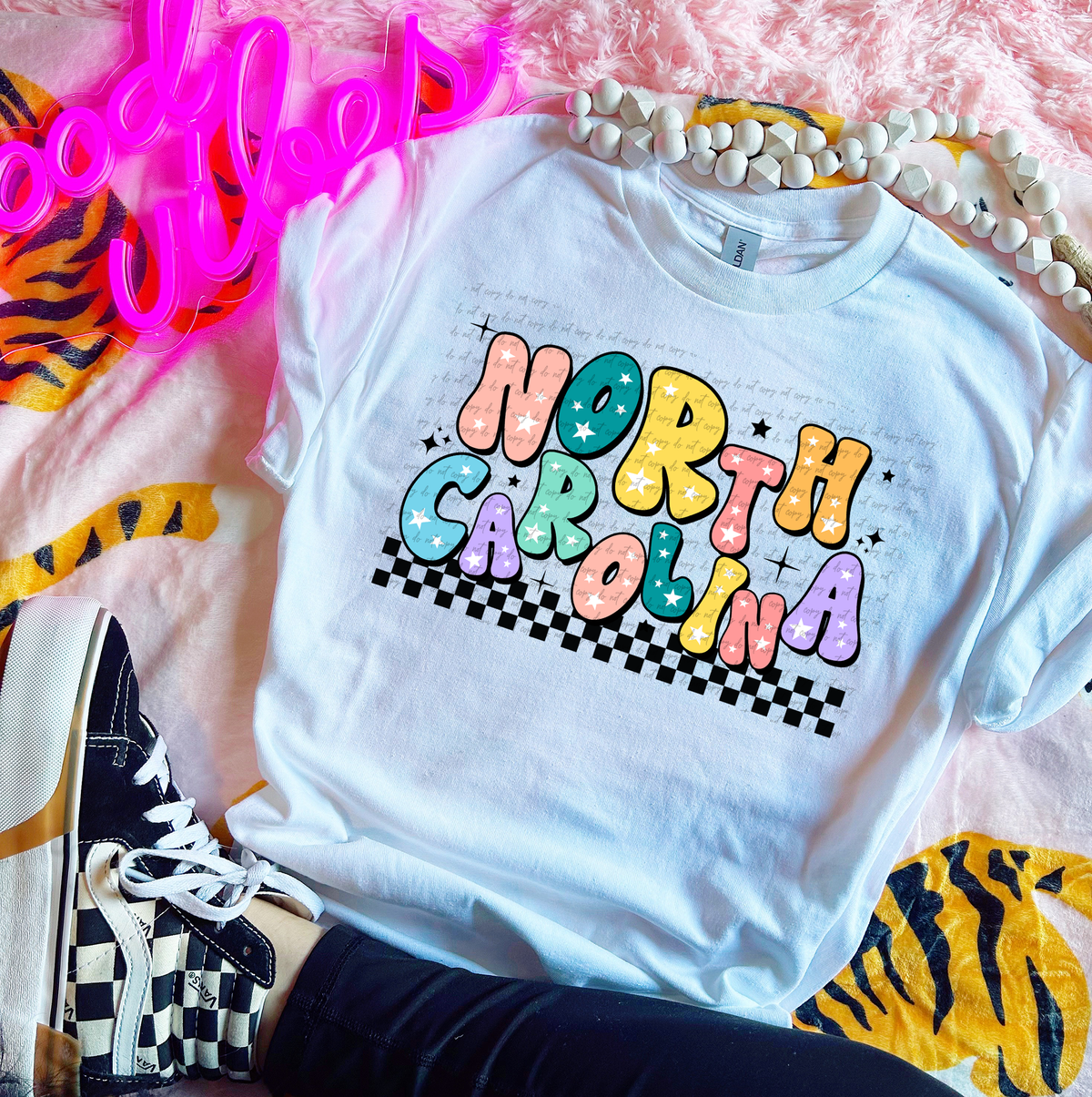 North Carolina Colorful Groovy Font 89180 DTF Transfer