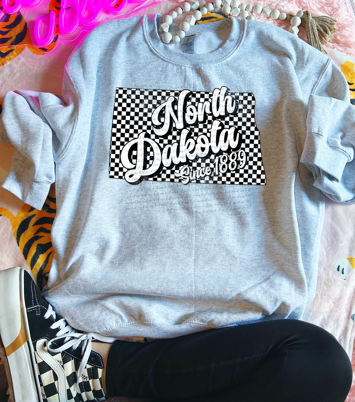 North Dakota Since 1889 Checkered Grunge 66749 DTF transfer