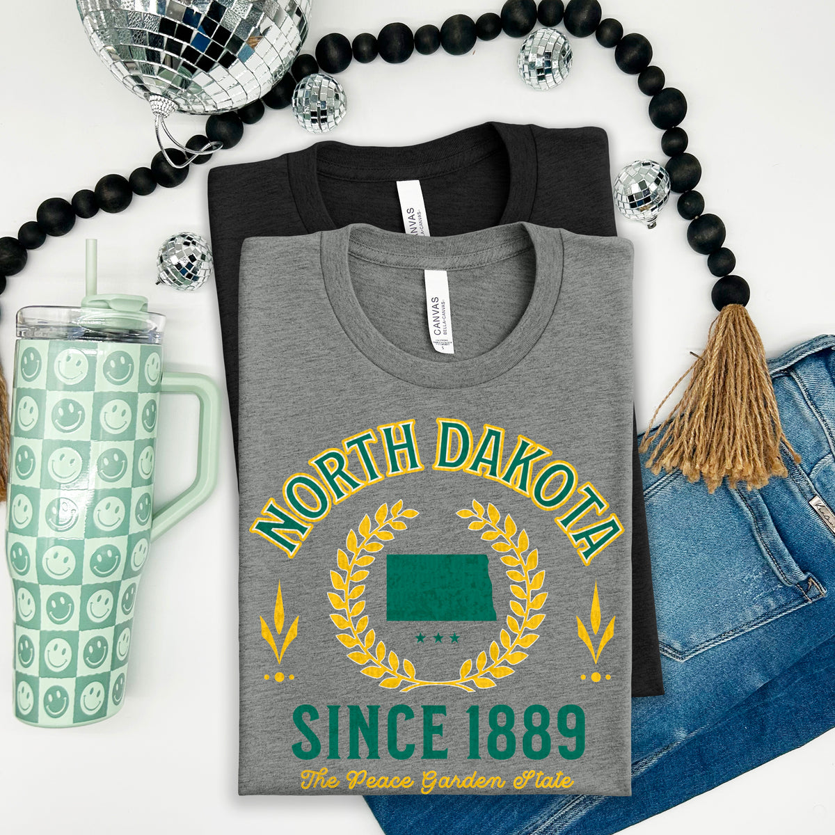 North Dakota Varsity Letters YELLOW and GREEN 105097 DTF transfer