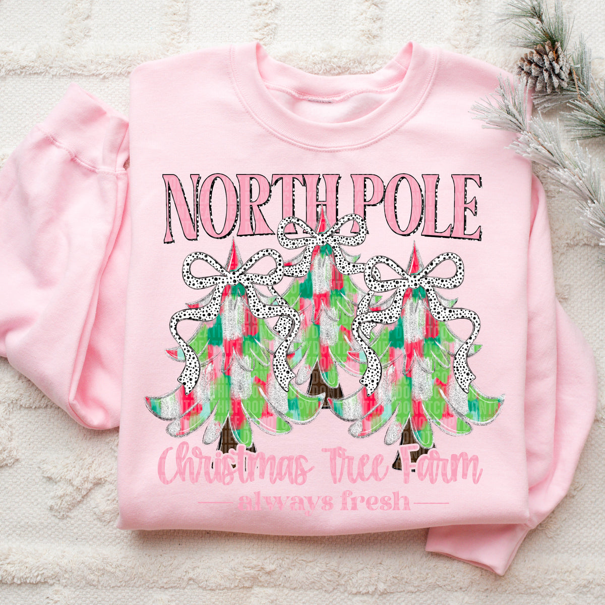 North Pole Christmas Tree Farm *Pink*  (SDD) DTF Transfer
