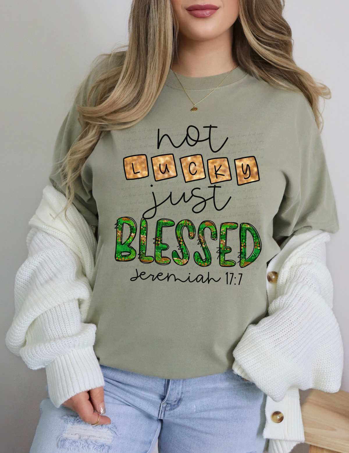 Not Lucky Just Blessed Jeremiah 17:7 Blocks 115068 DTF Transfer