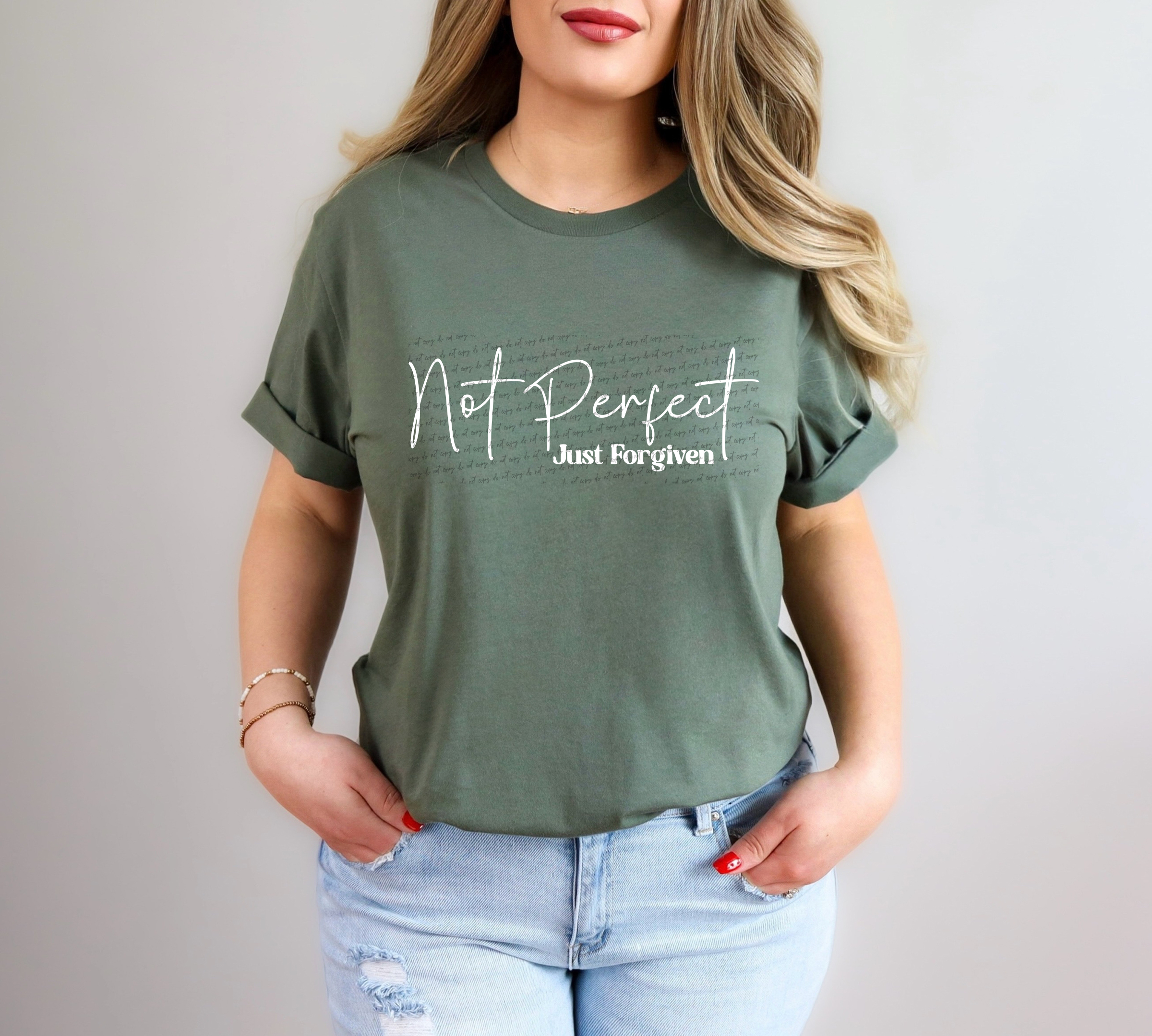 Not Perfect Just Forgiven Cursive And Serif Font White 89434 DTF Trans ...