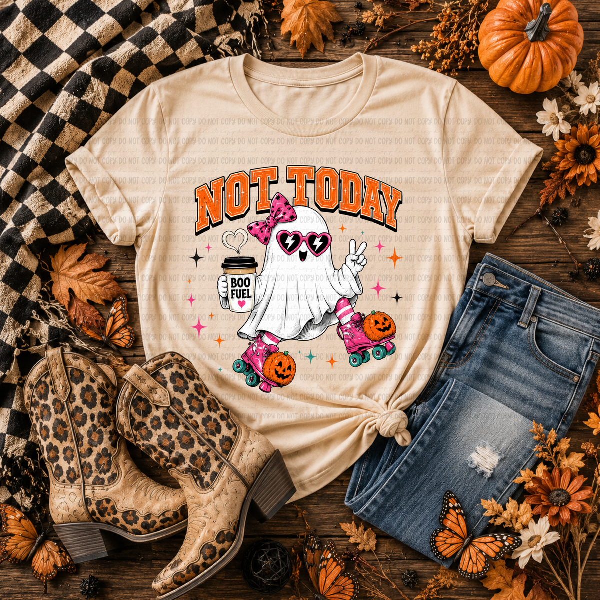 Not today ghost on skates (Revel) DTF Transfer