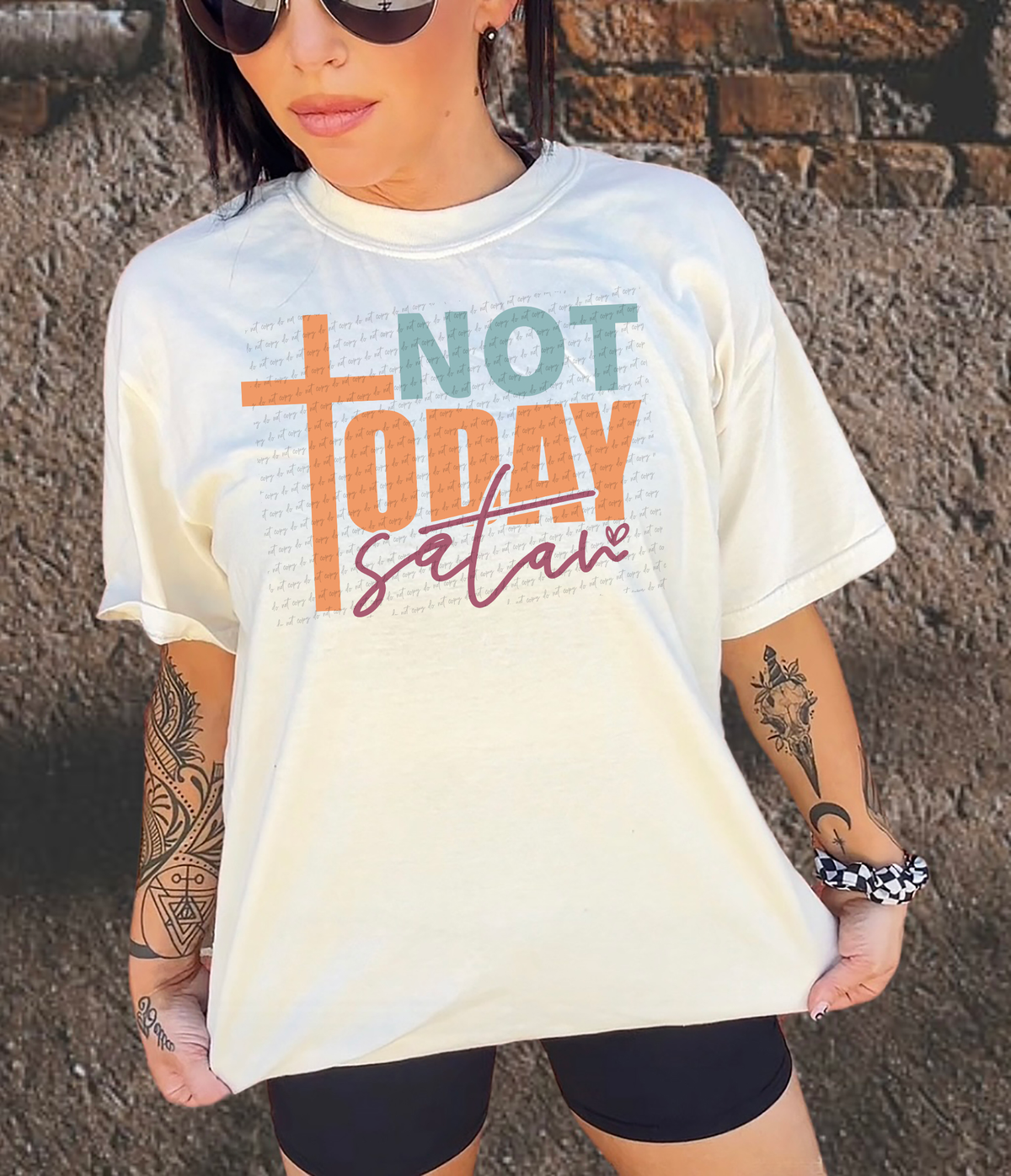 Not Today Satan Cross 76177 DTF Transfer