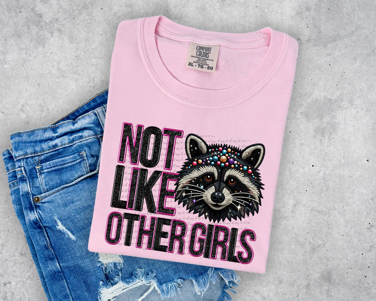 Not Like Other Girls Rhinestones Raccoon 46320 DTF transfer