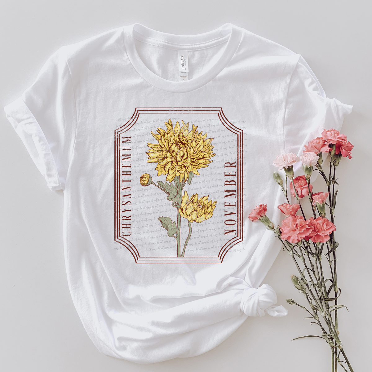 November Chrysanthemum Grunge 86729 DTF Transfer