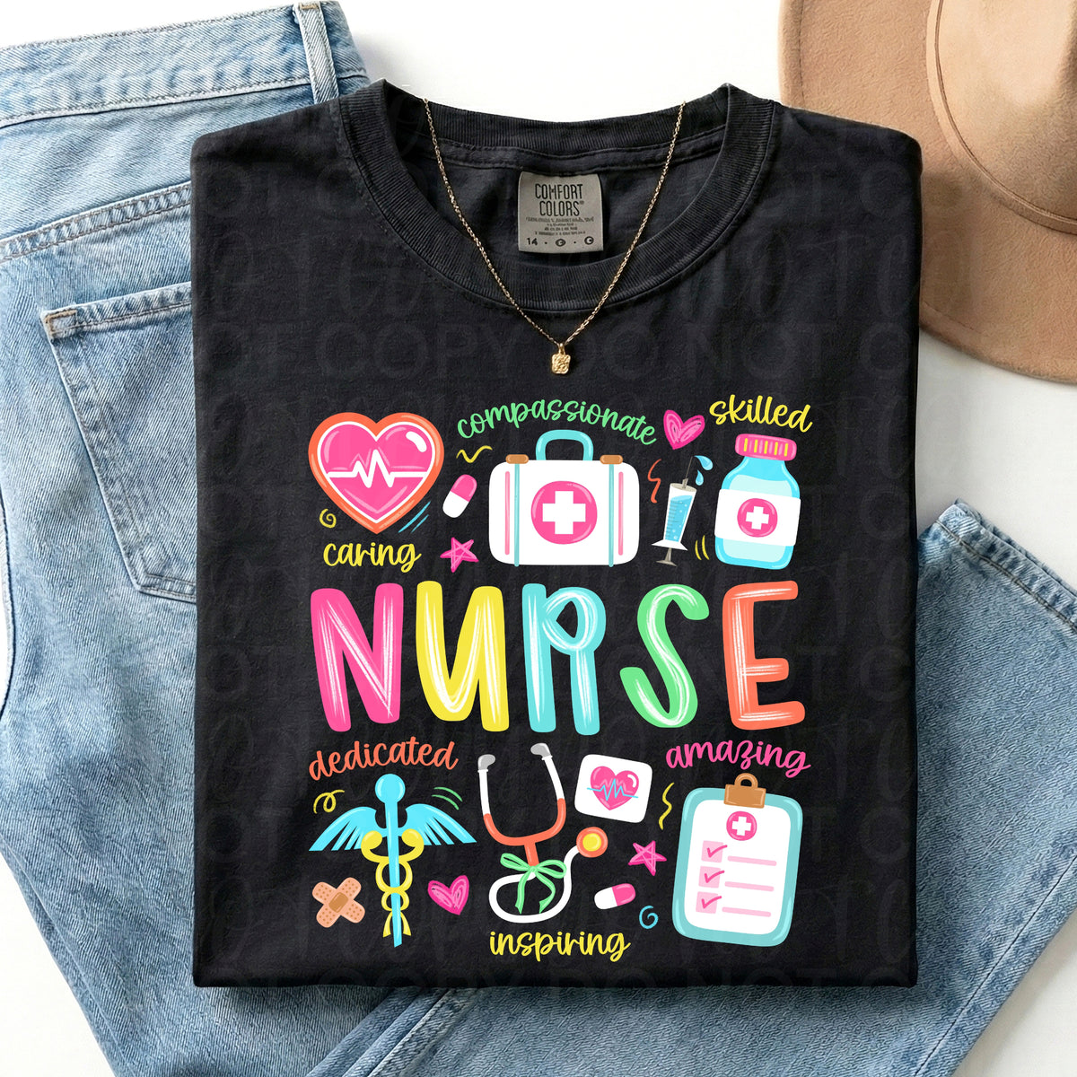 Nurse colorful collage UAC DTF Transfer
