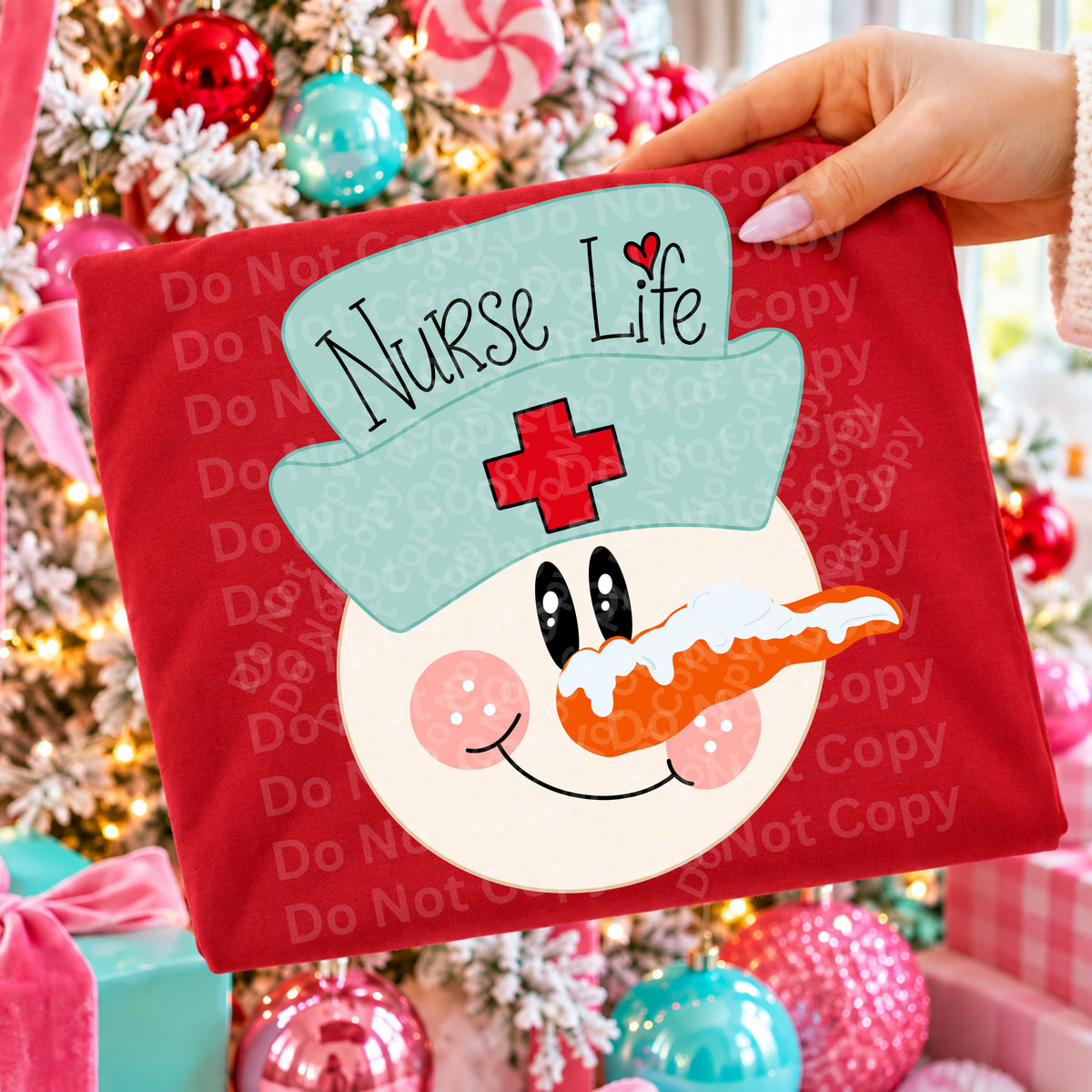 Nurse life snowman with light blue hat (Irene) DTF Transfer