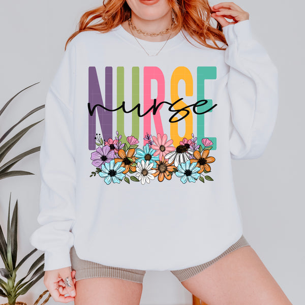 Nurse spring floral (SDD) DTF Transfer