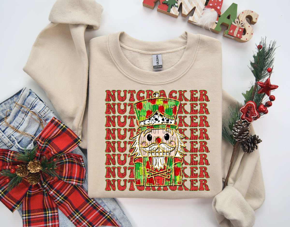 Nutcracker Stacked Faux Glitter 69194 DTF transfer