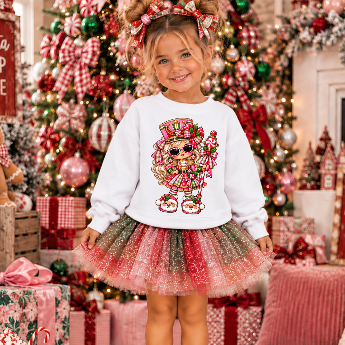 Girl Christmas Nutcracker peace hands (SDD) DTF Transfer