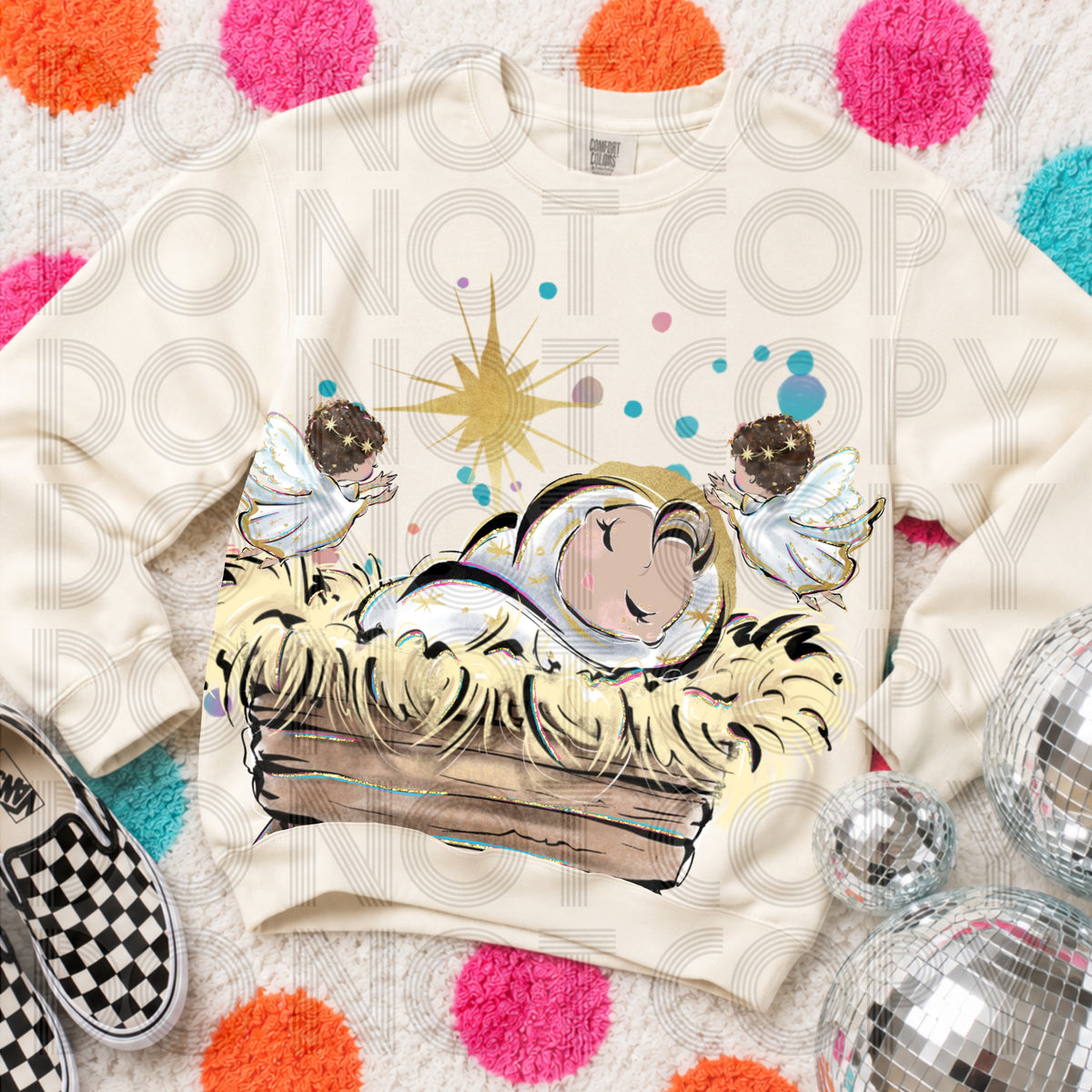 Baby Jesus with angels and shining star (Renewed) DTF Transfer