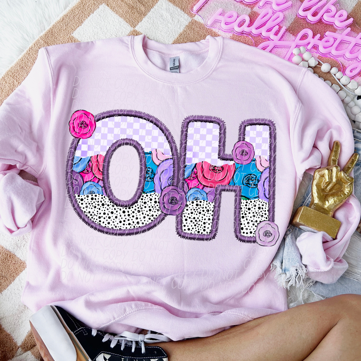 OH purple floral (CITY) DTF transfer