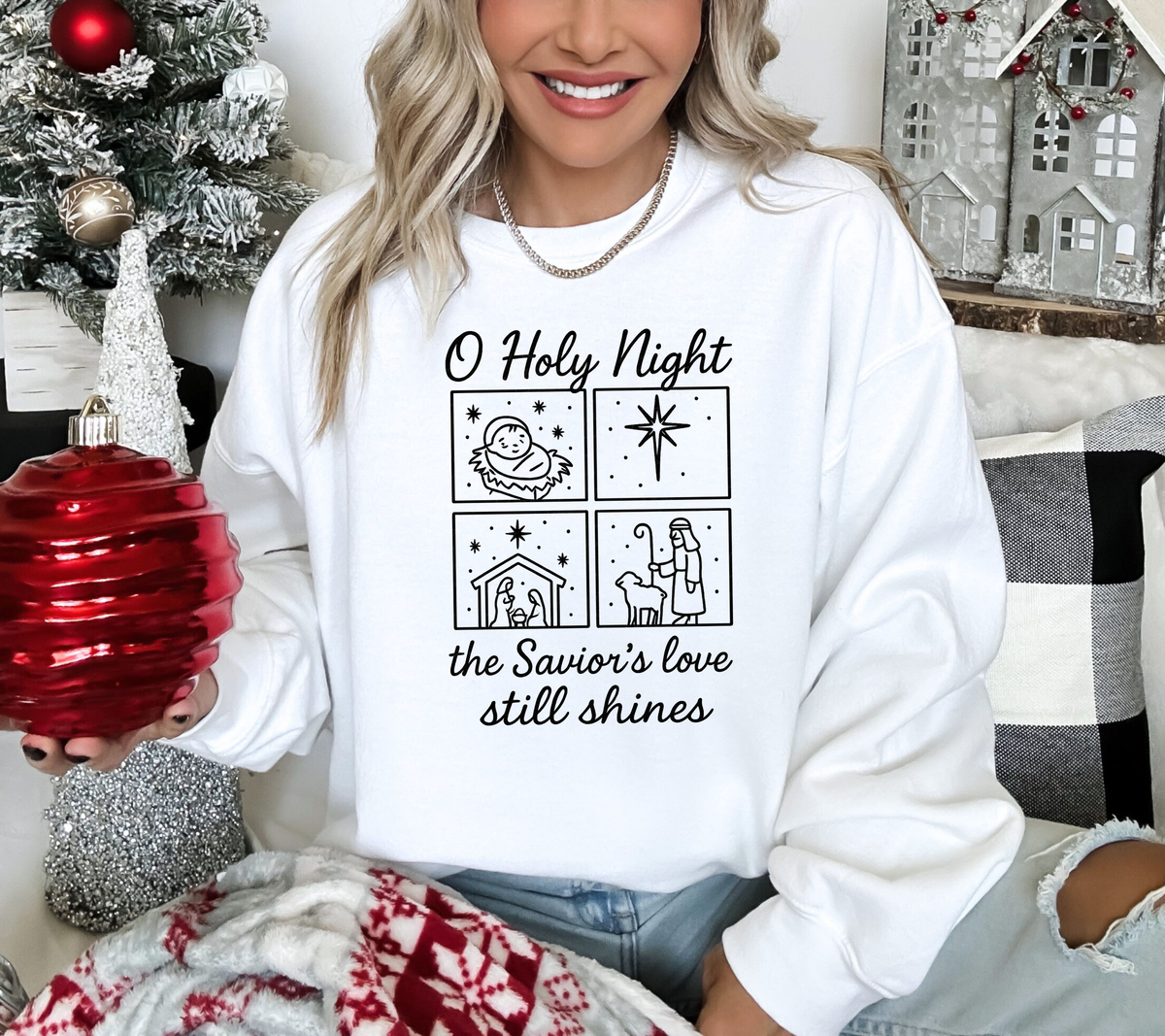 O Holy Night The Savior's Love Still Shines BLACK 117652 DTF transfer