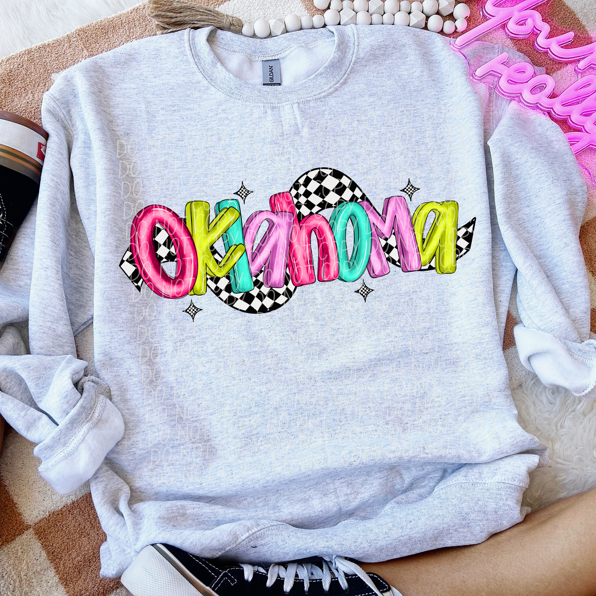Oklahoma Colorful Checker 74325 DTF Transfer