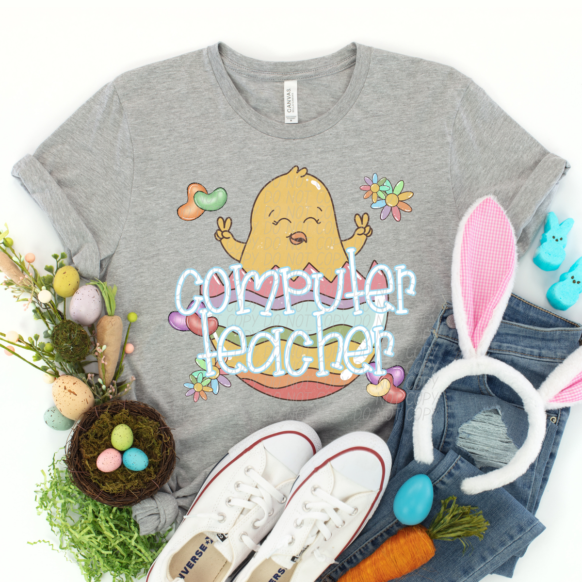 Computer Teacher Easter Chick (City) DTF Transfer