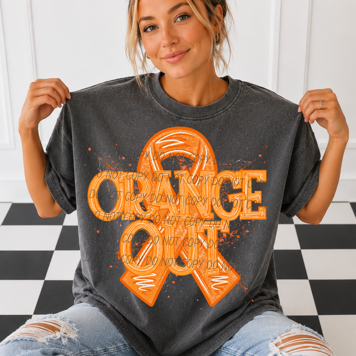 Orange out-big ribbon (CITY) DTF Transfer