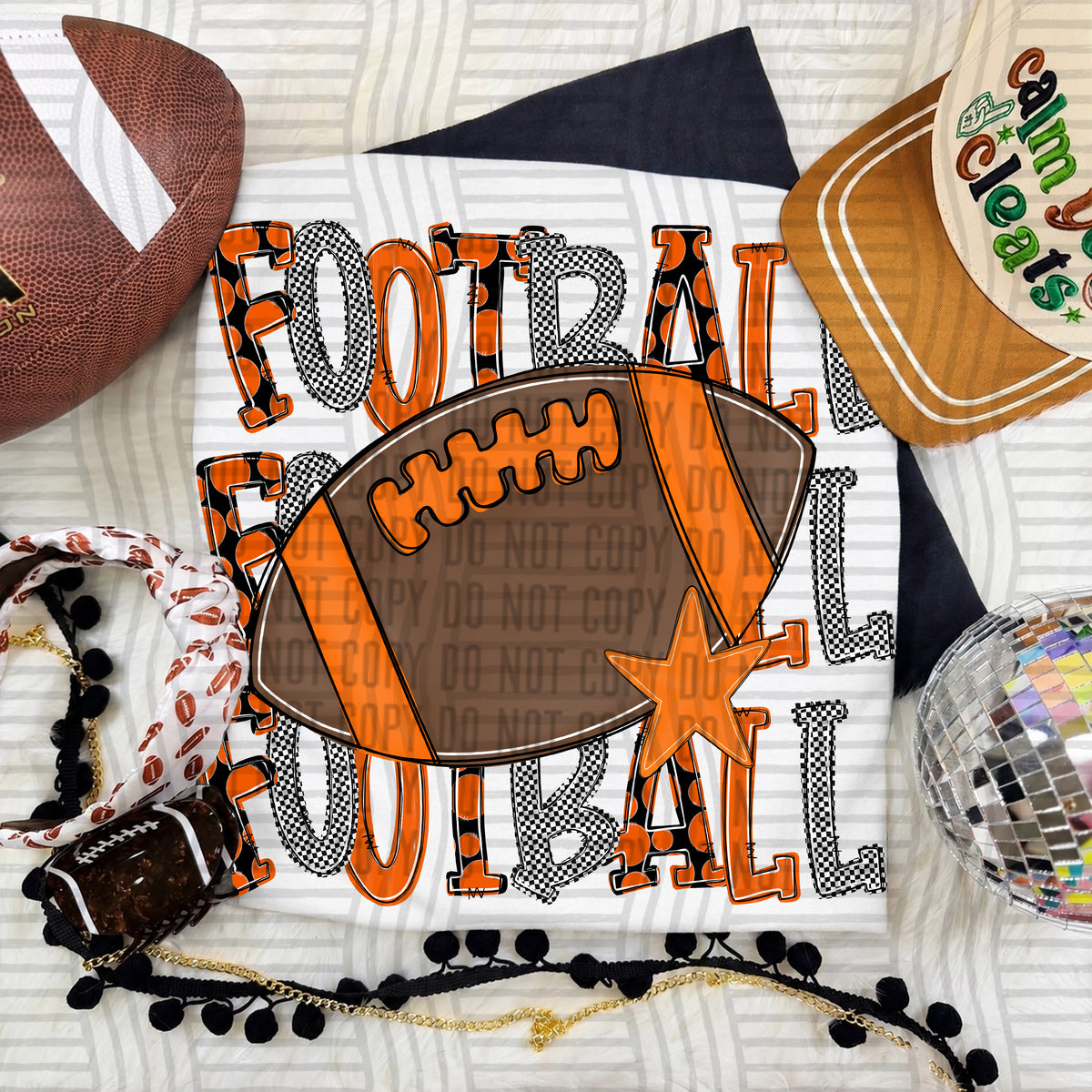 Orange-Football Tri Stacked (Caplinger) DTF Transfer