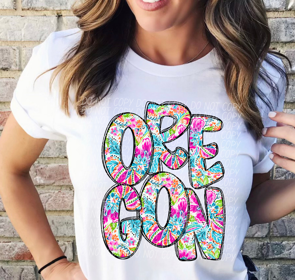 Oregon floral STACKED CITY DTF transfer