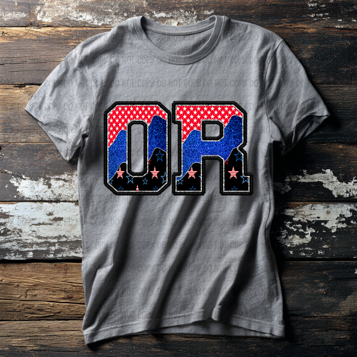 OR (red blue and black filled) (Revel) DTF Transfer
