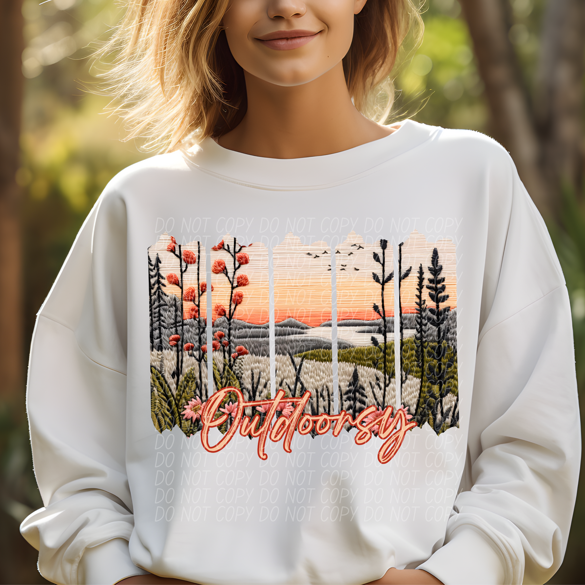 Outdoorsy Lake Embroidery (CITY) DTF transfer