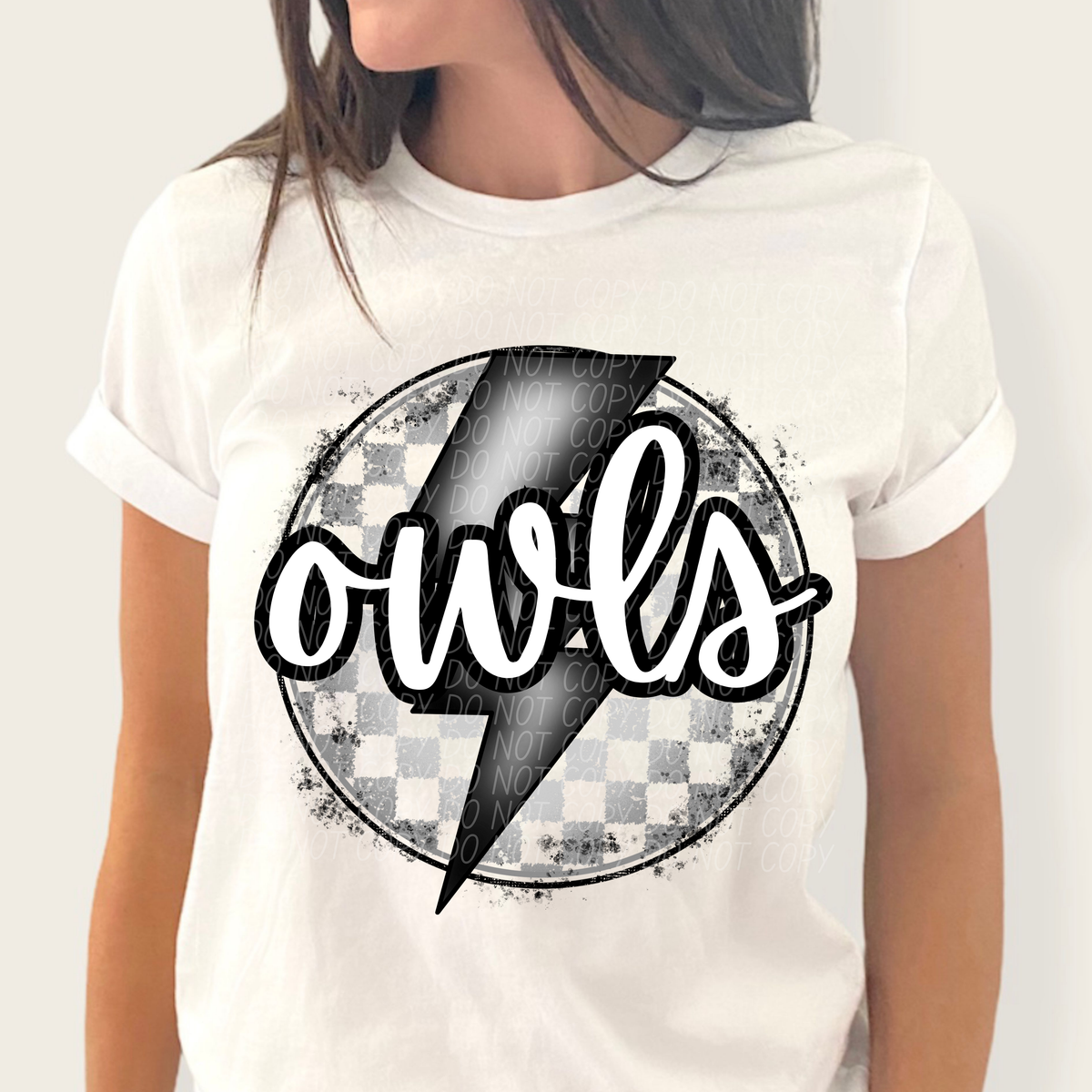 Owls grey/silver lightning bolt circle CITY DTF transfer