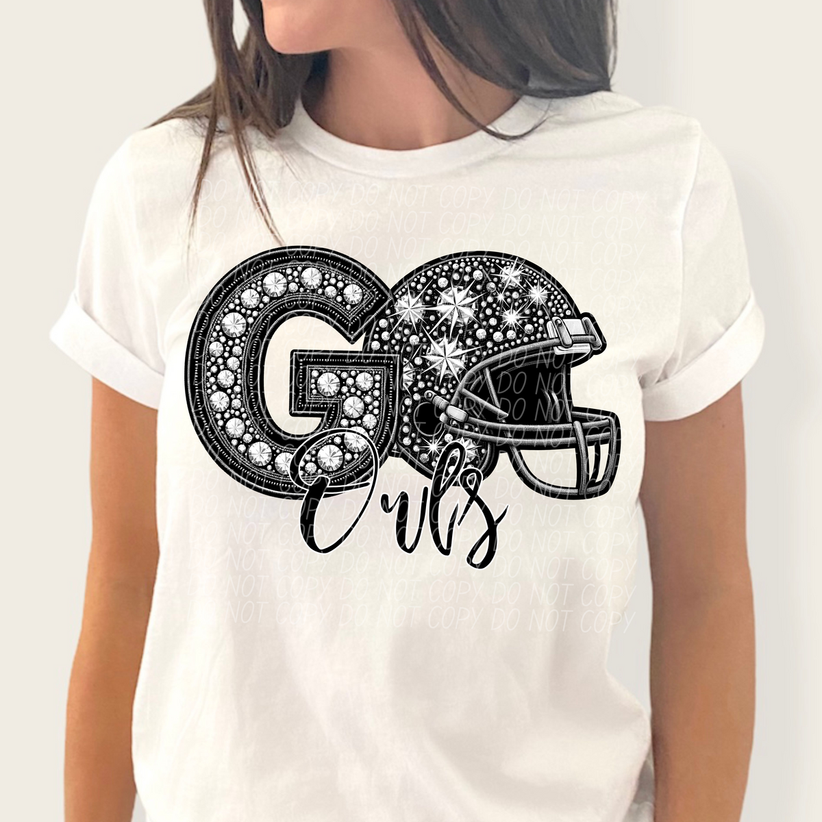 Go owls helmet and rhinestones CITY 45014 DTF transfer
