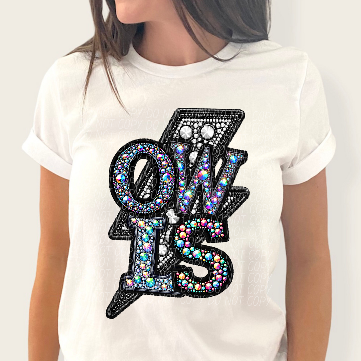 Owls lightning bolt rhinestones (city) 45254 DTF transfers