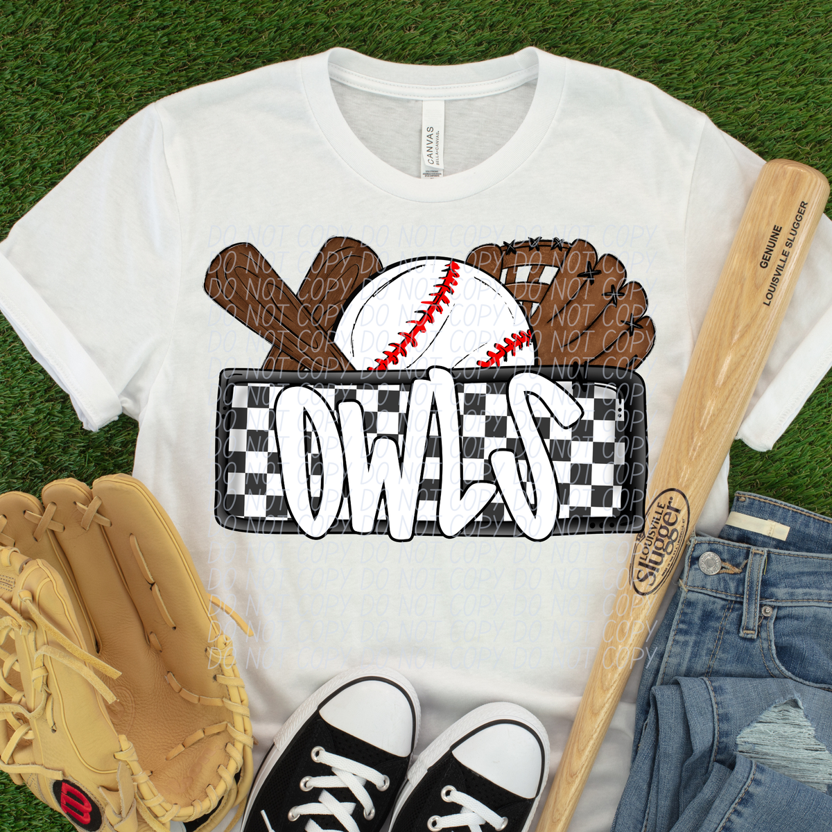 Owls (Bat, Baseball, Glove, Checkered background) (City)