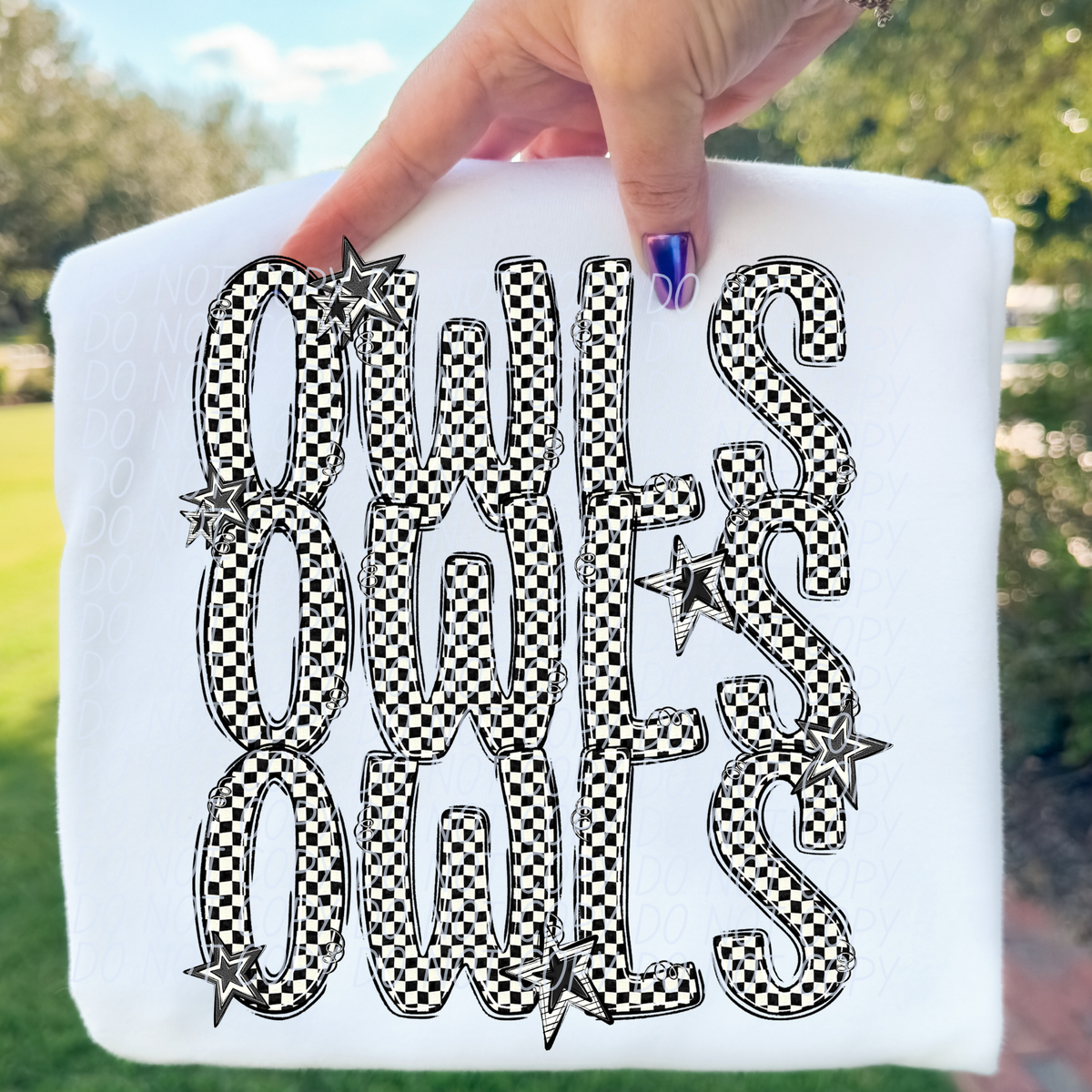 Owls checker star stacked (City)DTF transfer