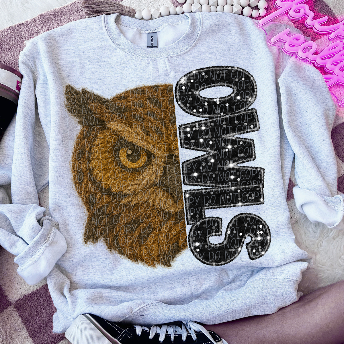 Owls faux glitter faux yarn (City) DTF Transfers