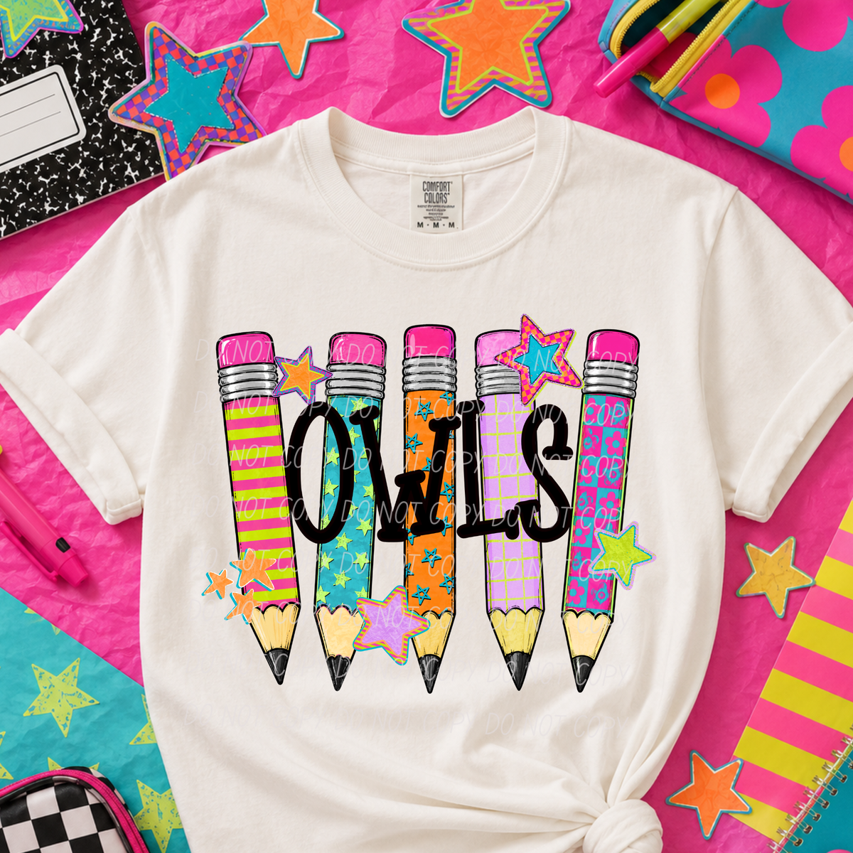 Owls Pencil Mascot (City) DTF transfer