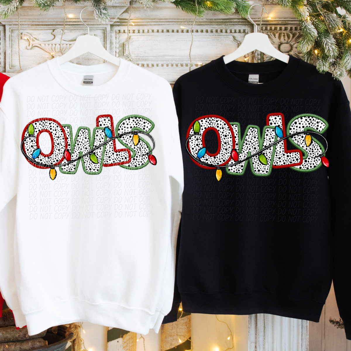 Owls Christmas Light Mascots (City) DTF Transfer