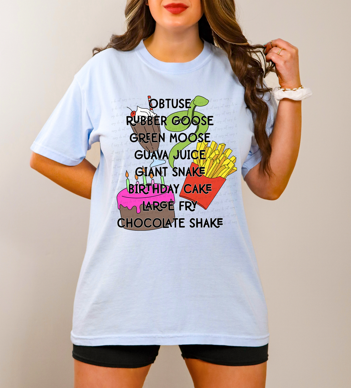 Obtuse Rubber Goose Green Moose Guava Juice Giant Snake Birthday Cake Large Fry Chocolate Shake Full Color 115328 DTF transfer