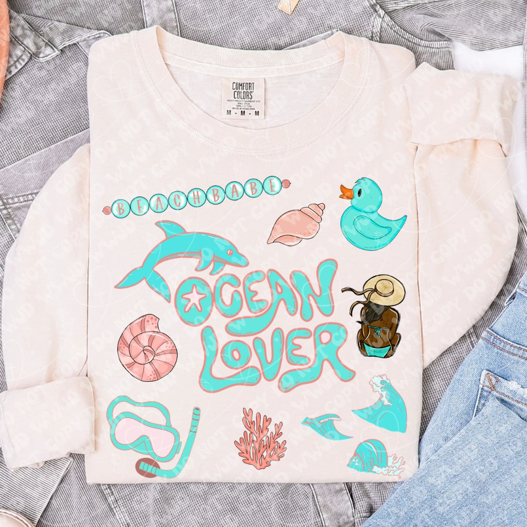 Ocean Lover TEAL and PINK (Vehement) DTF Transfer