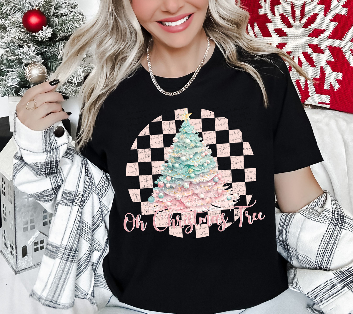 Oh Christmas Tree Pink Green 59201 DTF transfer