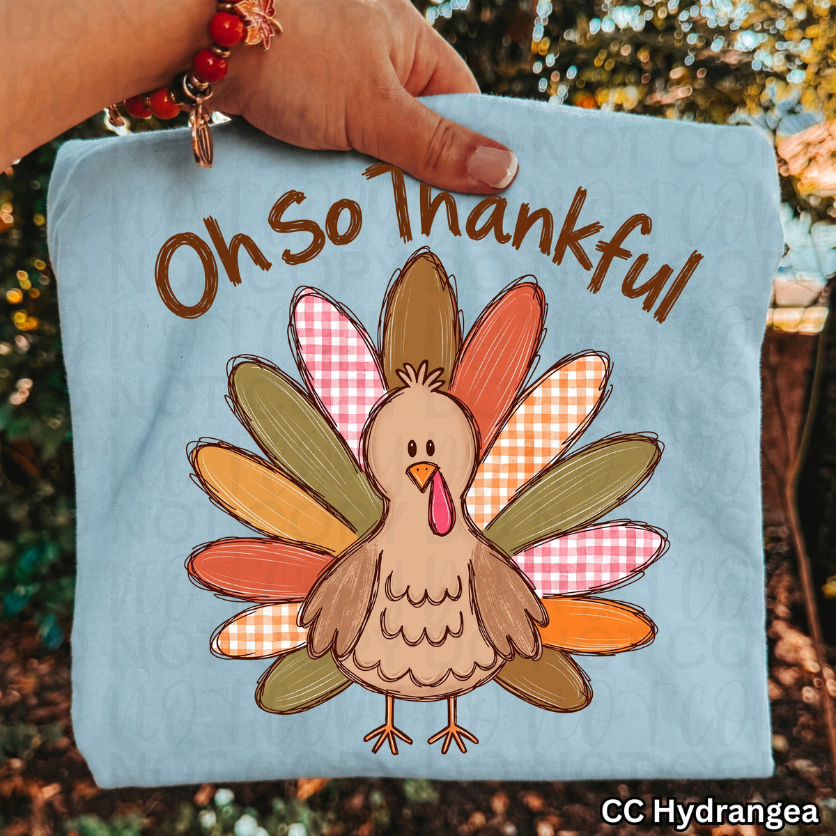 Oh so thankful turkey multi pattern tail (UAC) DTF transfer