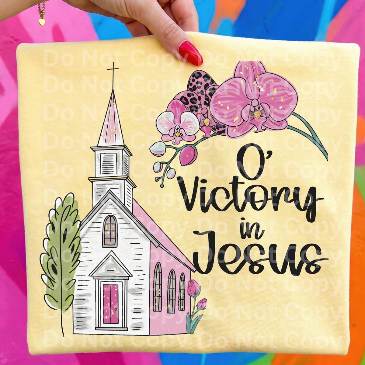 O victory in Jesus PINK church (Irene) DTF Transfer