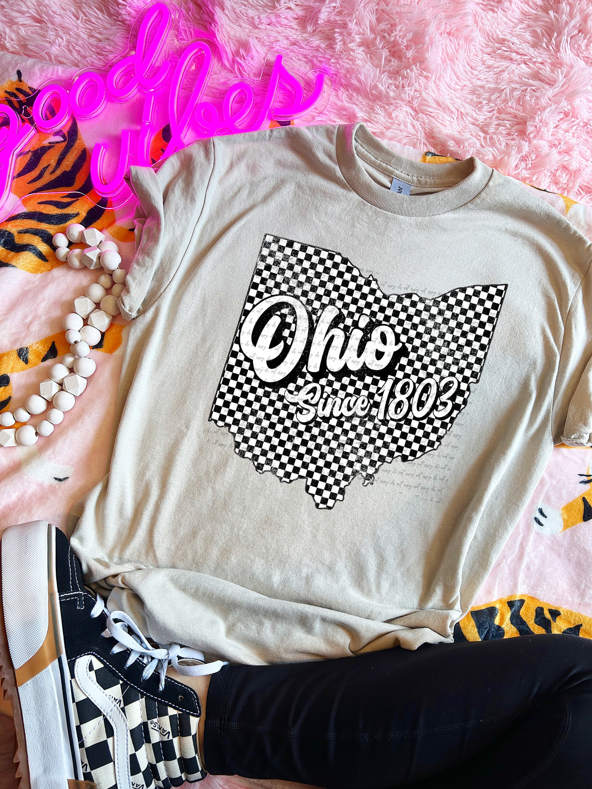 Ohio Since 1803 Checkered Grunge 66750 DTF transfer