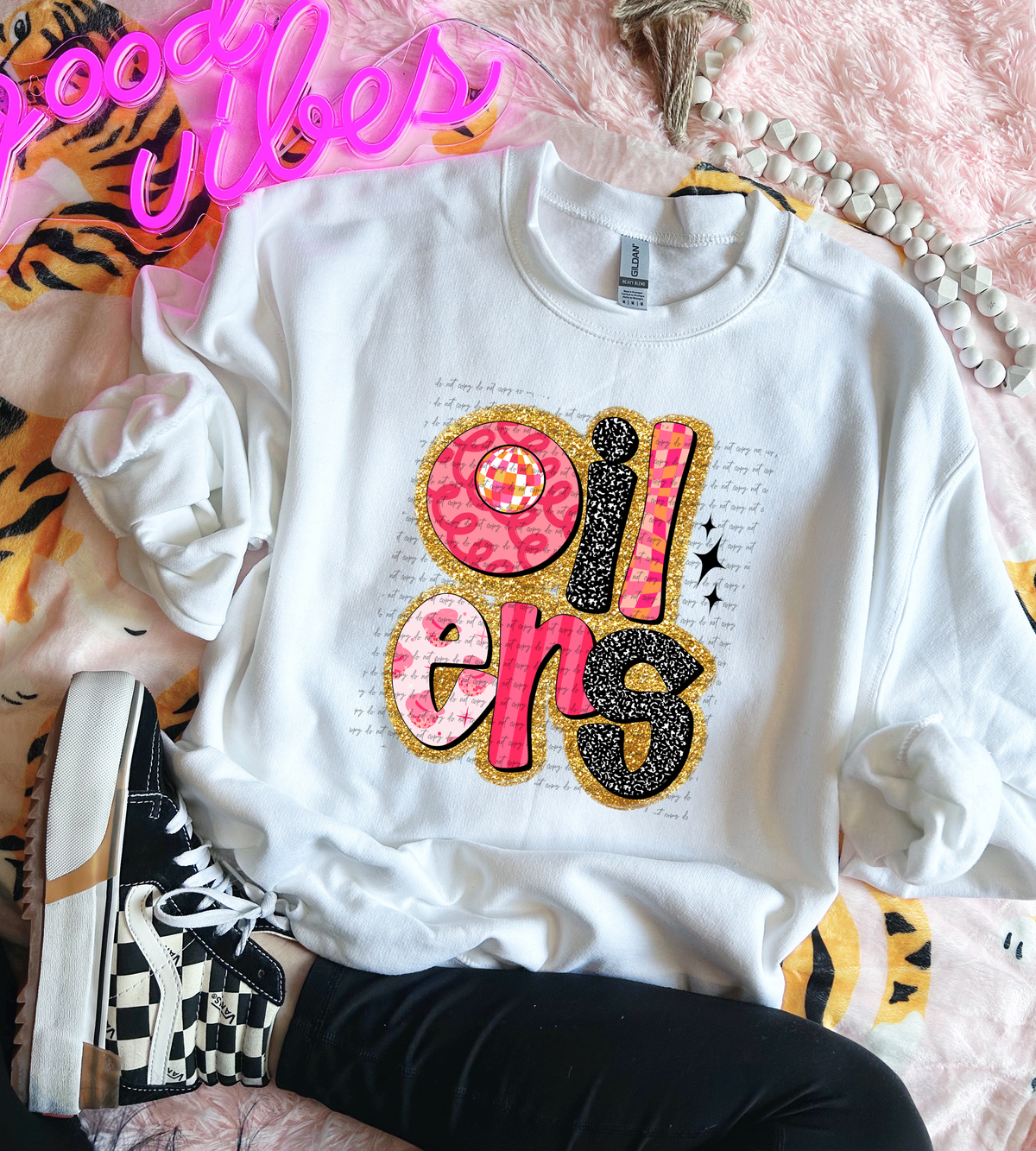 Oilers Faux Glitter Retro 51630 DTF transfer