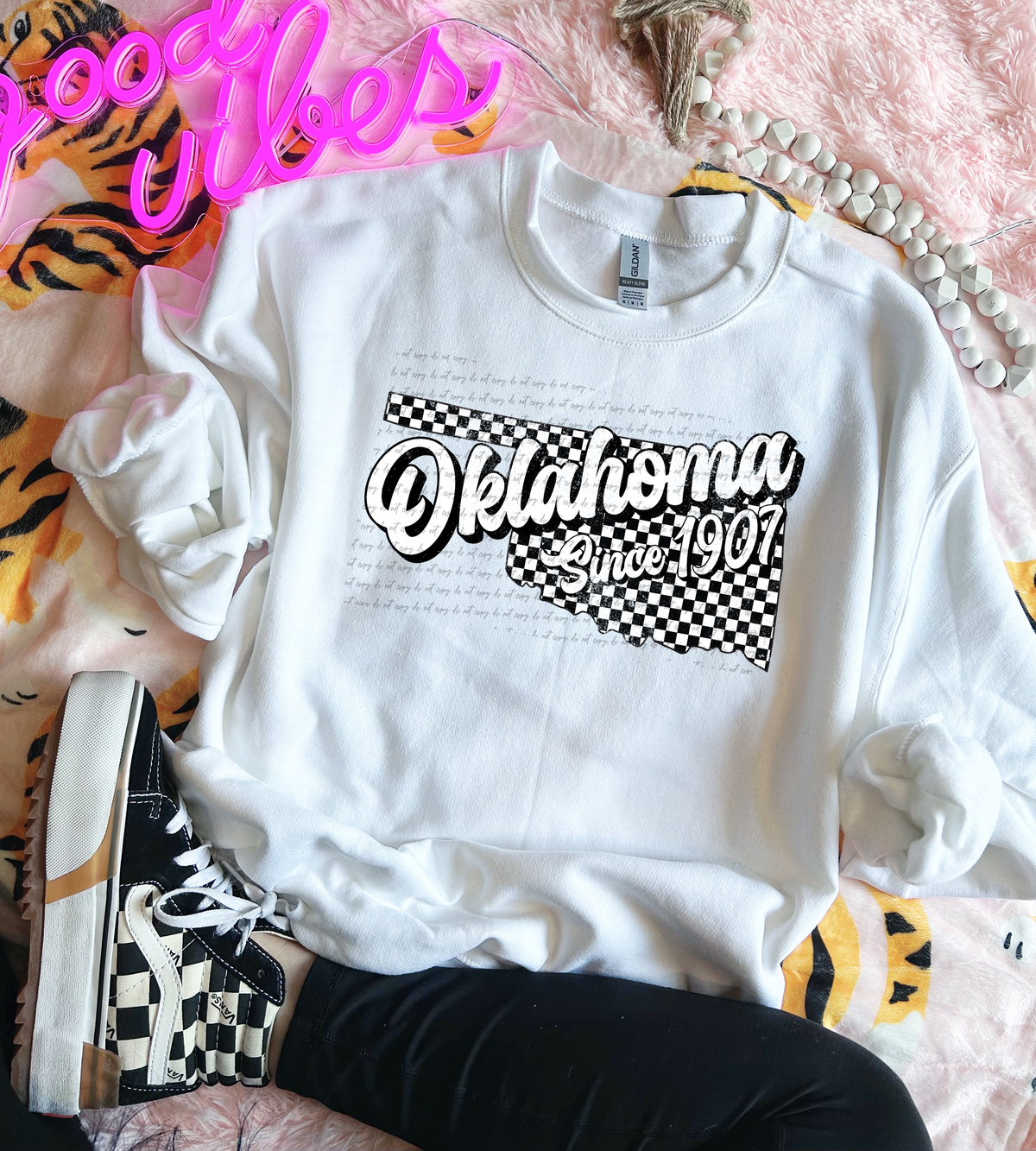 Oklahoma Since 1907 Checkered Grunge 66751 DTF transfer