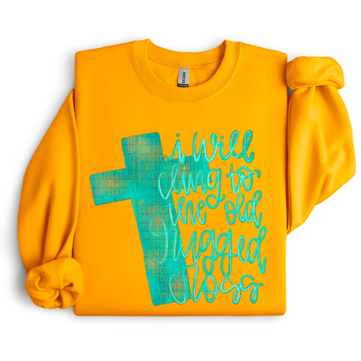 I will cling to that old rugged cross teal 106032 DTF transfer