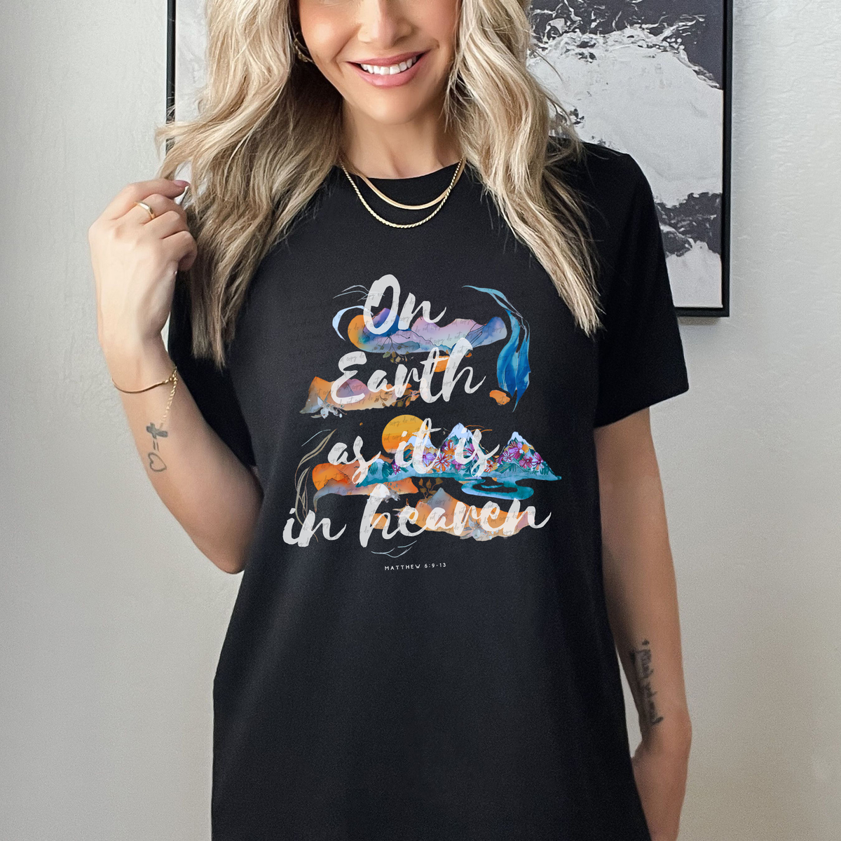 On Earth As It Is In Heaven Matthew 6:9-13 76999 DTF Transfer