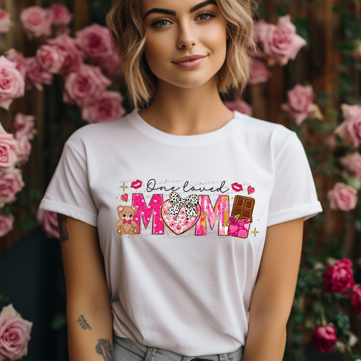 One Loved Mama Brushstroke Floral Heart Chocolate 76753 DTF Transfer